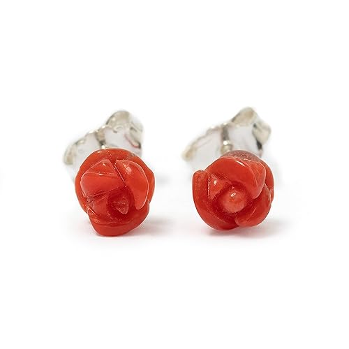 CORAL "ROSE" SHAPE EARRINGS