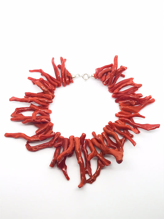 Mediterranean coral bracelet (Sardinian coral) "Rich" fringe