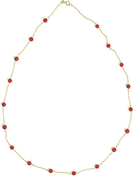 Gold necklace with Mediterranean coral beads (Sardinian coral)