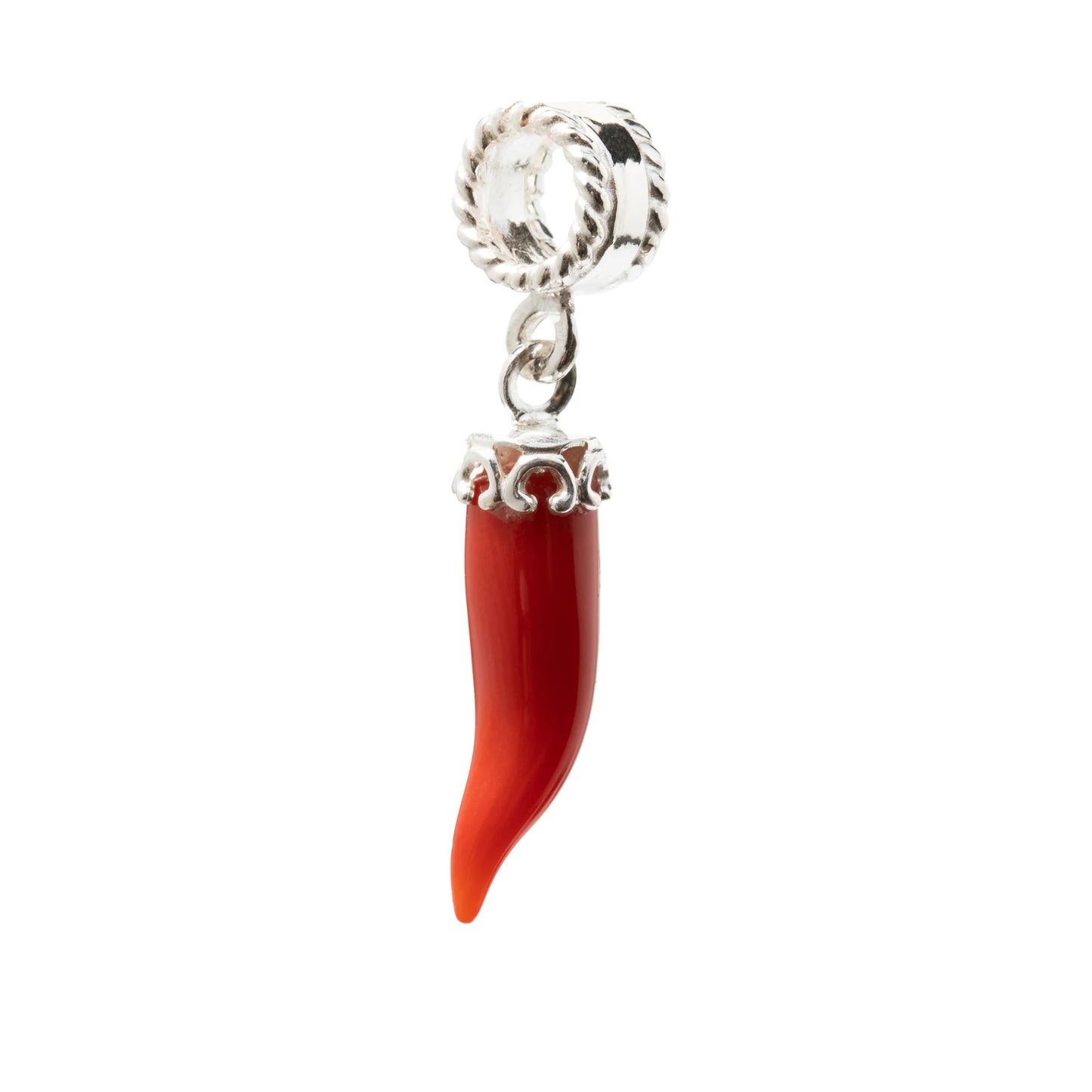 ITALIAN CHARM HORN in Mediterranean coral and silver