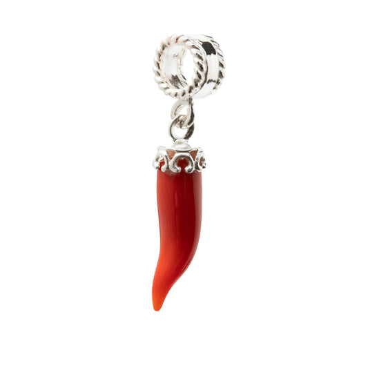 ITALIAN CHARM HORN in Mediterranean coral and silver