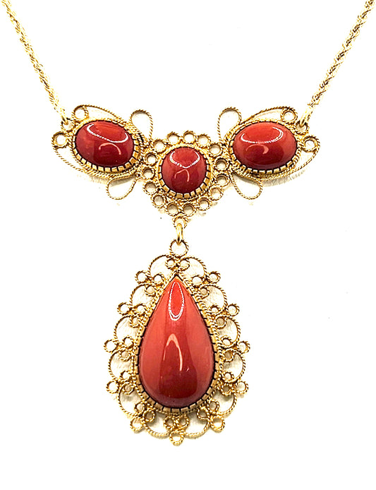 NECKLACE IN FILIGREE AND SARDINIAN CORAL