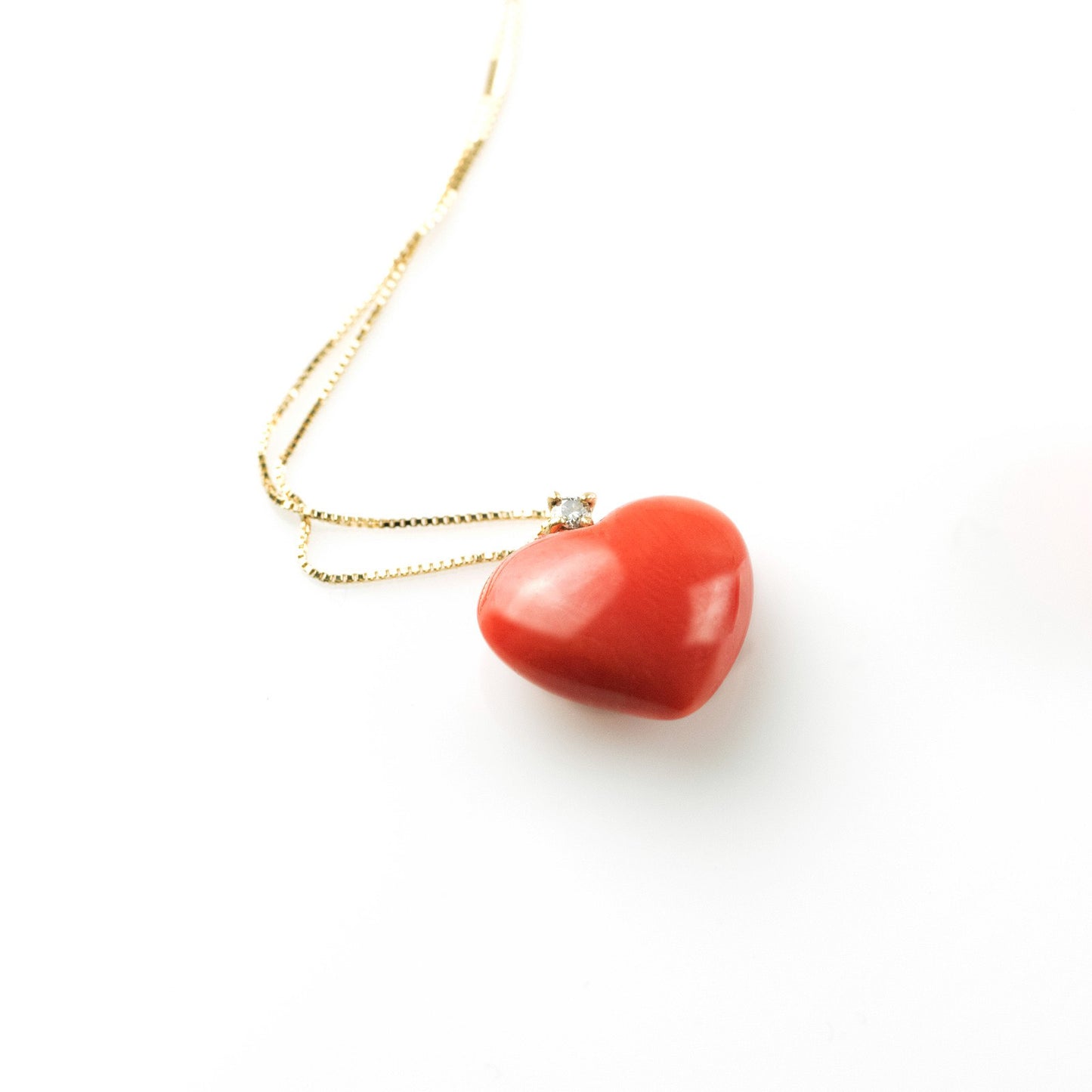 HEART CORAL WITH DIAMOND, MADE IN ITALY