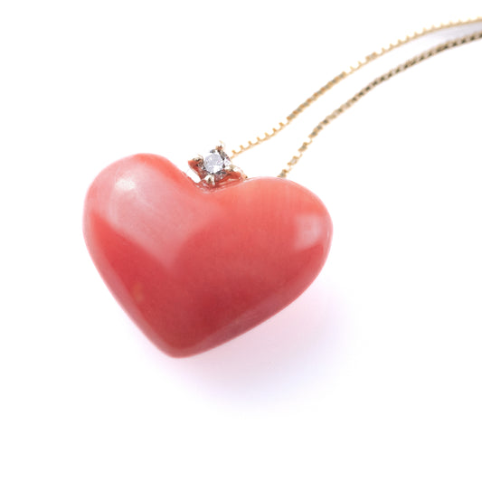 HEART CORAL WITH DIAMOND, MADE IN ITALY