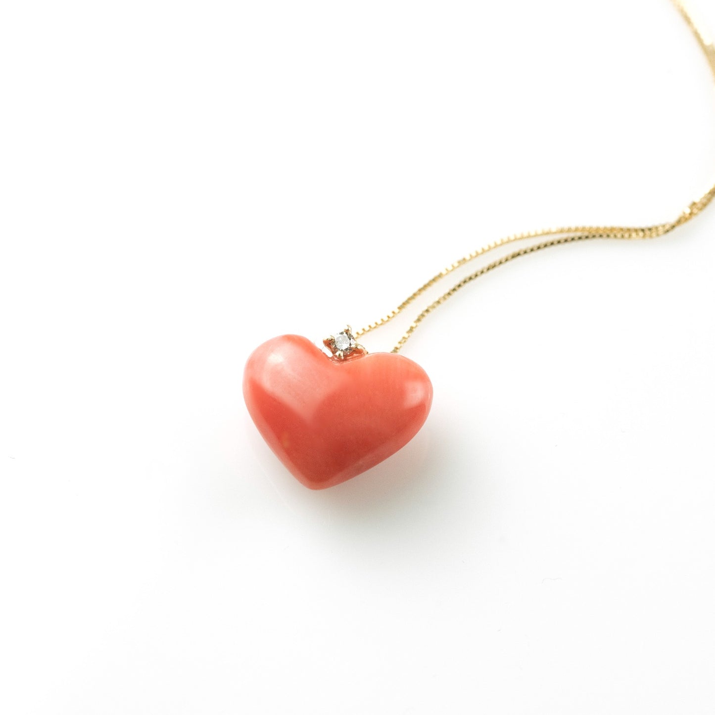 HEART CORAL WITH DIAMOND, MADE IN ITALY