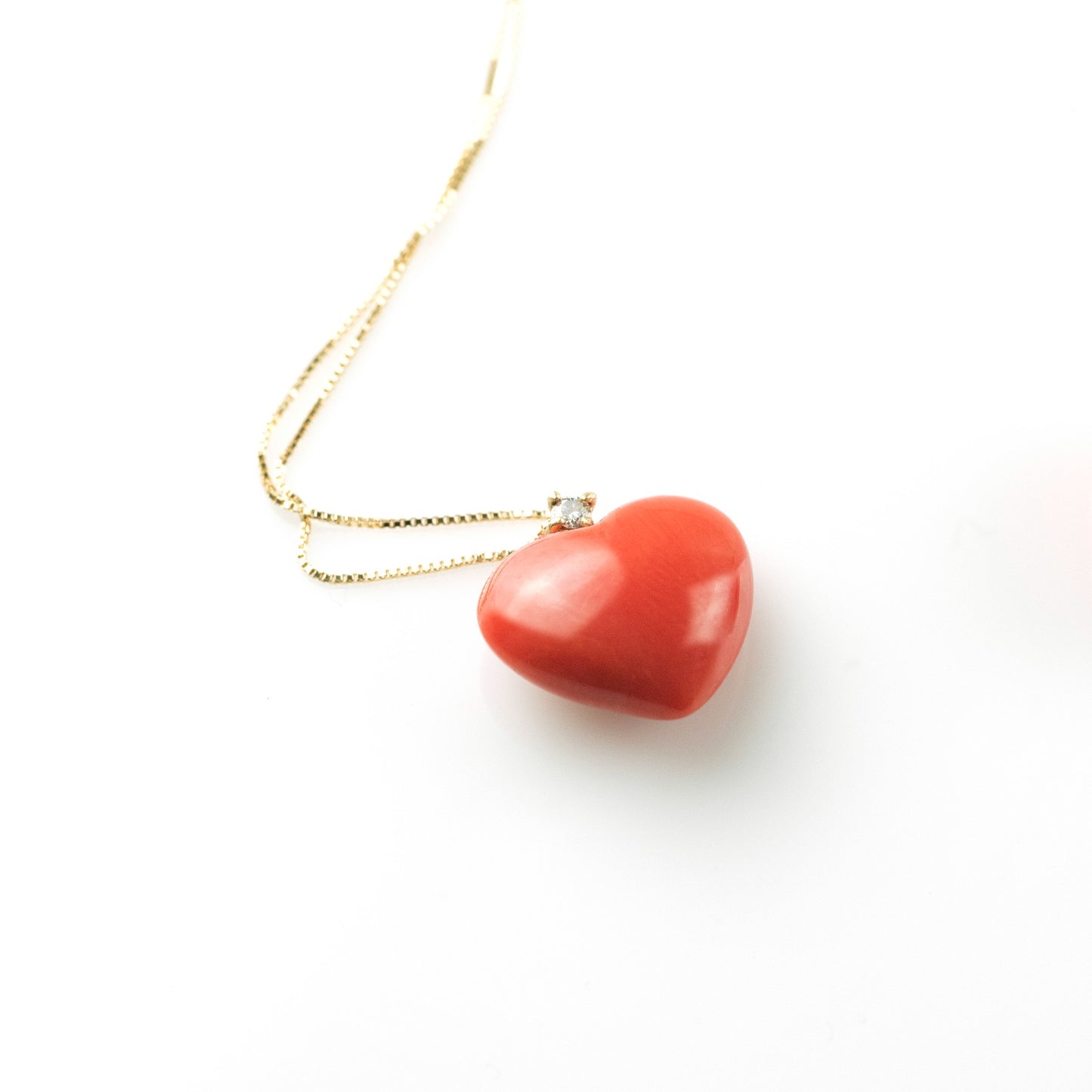 HEART CORAL WITH DIAMOND, MADE IN ITALY