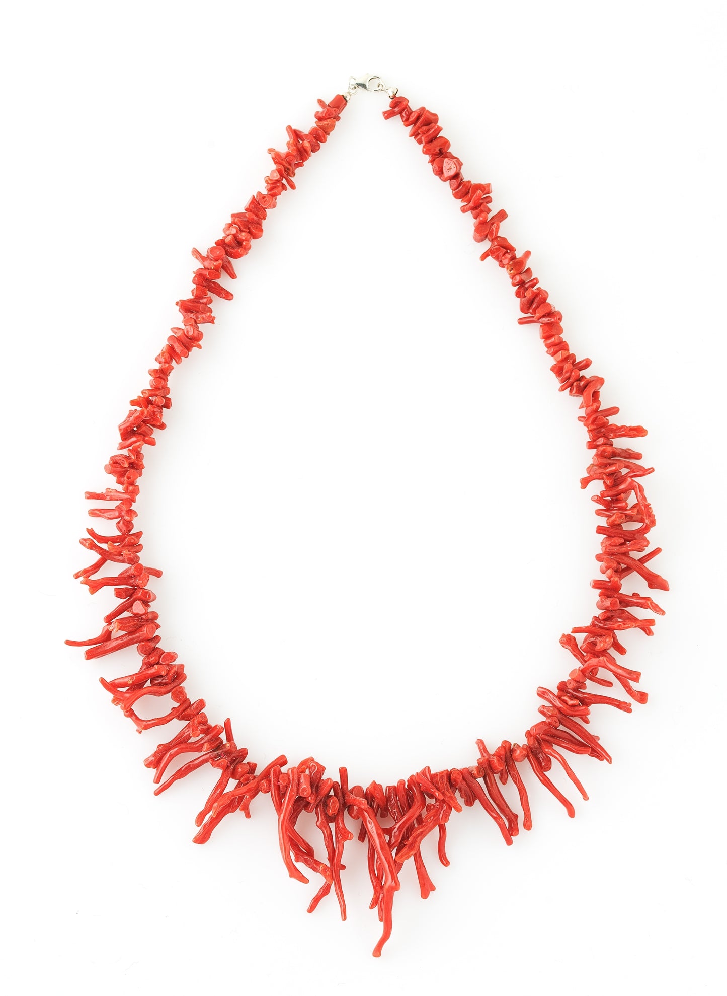 Mediterranean coral necklace (Sardinian coral) "Rich" fringe