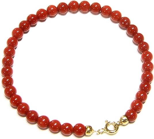 Bracelet in real Mediterranean coral (Sardinian Coral) 4-4.5 mm pellet work with 18 carat gold firmness