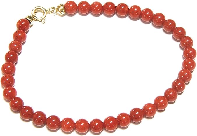 Bracelet in real Mediterranean coral (Sardinian Coral) 4-4.5 mm pellet work with 18 carat gold firmness