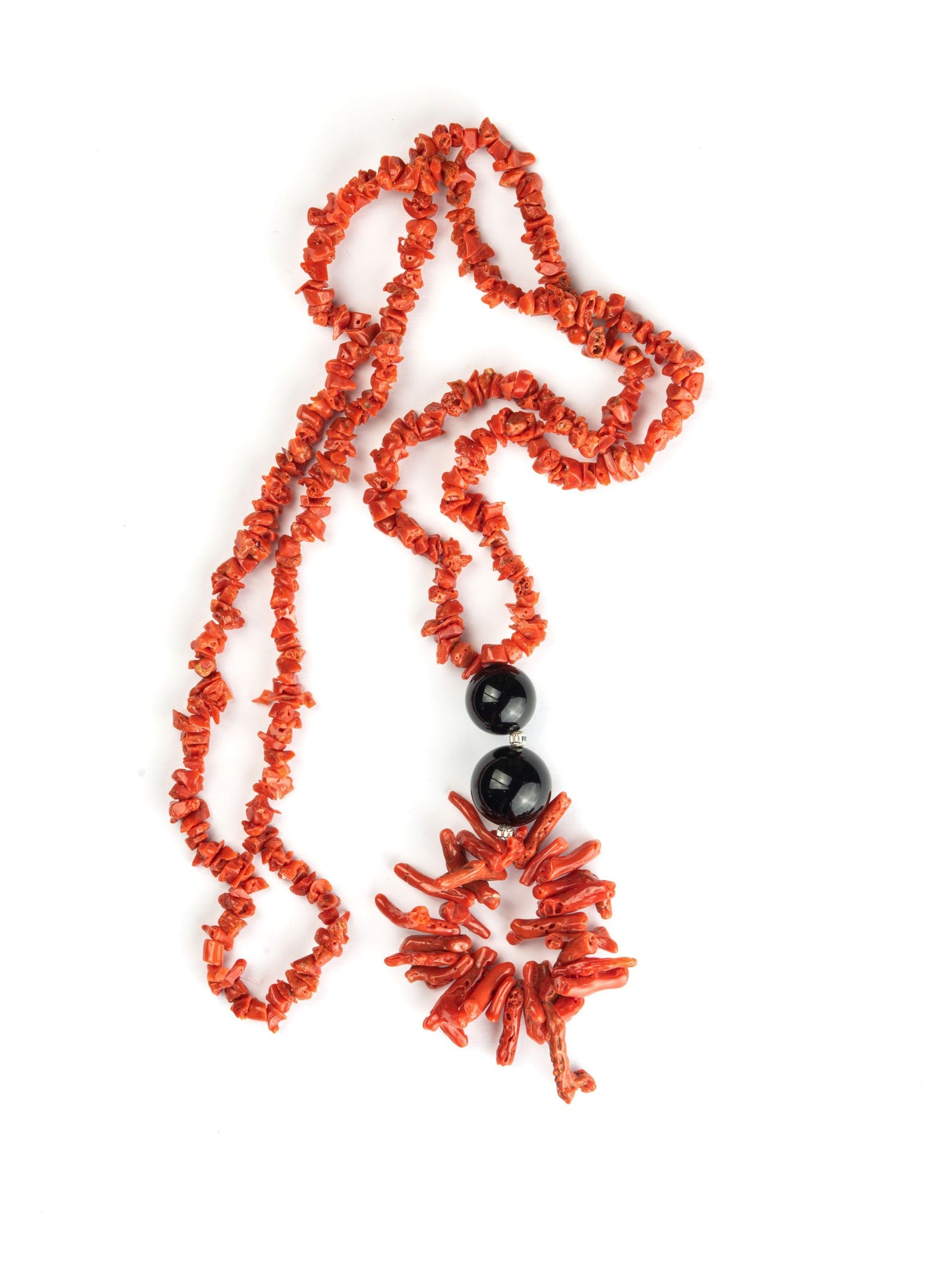 Coral Necklace (from Sardinia Italy) and Black Agate